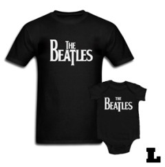 Duo Rockset Beatles papa t-shirt L & Beatles baby romper Eternal