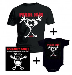 Duo-rocksæt | Pearl Jam Far T-shirt & Pearl Jam-babybody & Rockabyebaby-cd