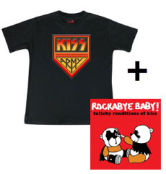 Cadeauset Kiss Baby T-shirt Army & Kiss Rockabyebaby cd