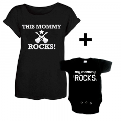 Duo-rocksæt | This mommy rocks T-shirt & My mommy rocks-babybody