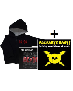 Gavesæt AC/DC Baby-hættetrøje med lynlås & AC/DC Rockabyebaby-cd