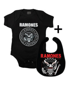 Cadeauset Ramones Baby Romper Logo & Ramones Slabbetje Eagle
