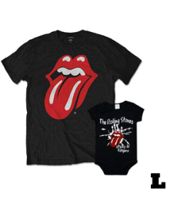Duo Rockset Rolling Stones papa t-shirt L & Rolling Stones baby romper Sticky Fingers