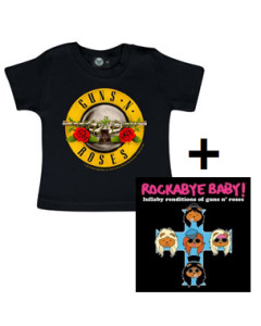 Cadeauset Guns and Roses Baby T-shirt & Guns and Roses Rockabyebaby cd