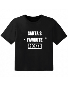 Rock T-shirt til Baby Santa's Favorite Rocker 